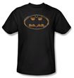 Batman T-Shirt - Black and Gold Embossed Shield Adult Black Tee
