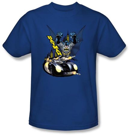 Batman T-Shirt - By Air and By Land Adult Royal Tee