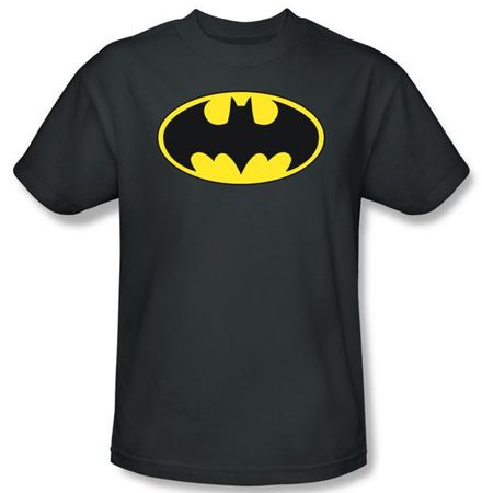 Batman T-Shirt - Classic Bat Logo Adult Charcoal Tee