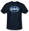 Batman T-Shirt - Cyber Bat Shield Adult Navy Blue Tee