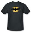 Batman T-Shirt - Destroyed Logo Adult Charcoal Tee