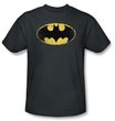 Batman T-Shirt - Distressed Shield Adult Charcoal Tee