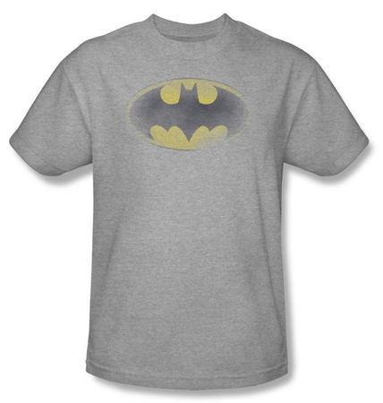 Batman T-Shirt - Faded Logo Adult Heather Grey Tee
