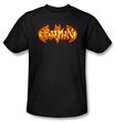 Batman T-Shirt - Fiery Shield Adult Black Tee