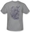 Batman T-Shirt - Pencil Bat Collage Adult Silver Tee