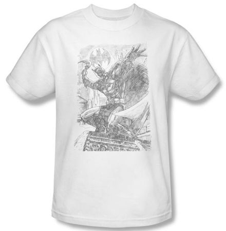 Batman T-Shirt - Pencil Batarang Throw Adult White Tee