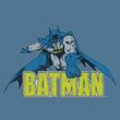 Batman T-Shirt - Retro Distressed Adult Dusk Blue Tee