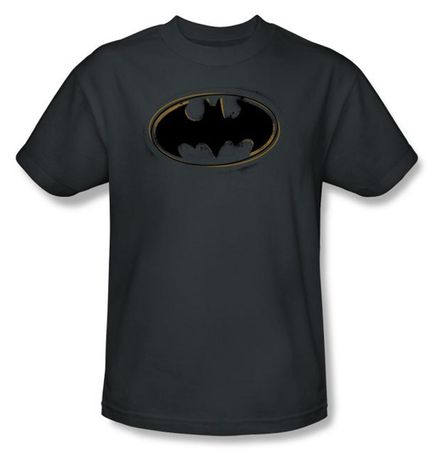 Batman T-Shirt - Spray Paint Logo Adult Charcoal Tee