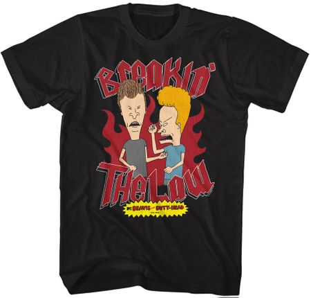 Beavis and Butthead Beaking The Law Adult T-shirt - Black