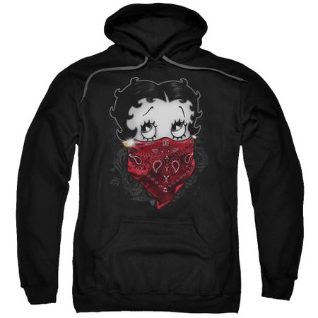 Betty Boop Hoodie Bandana & Roses Black Sweatshirt Hoody