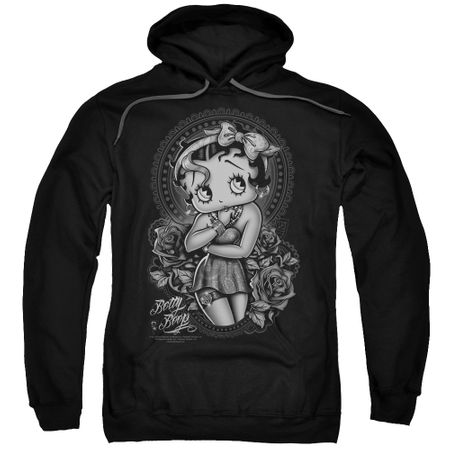Betty Boop Hoodie Fashion Roses Black Sweatshirt Hoody
