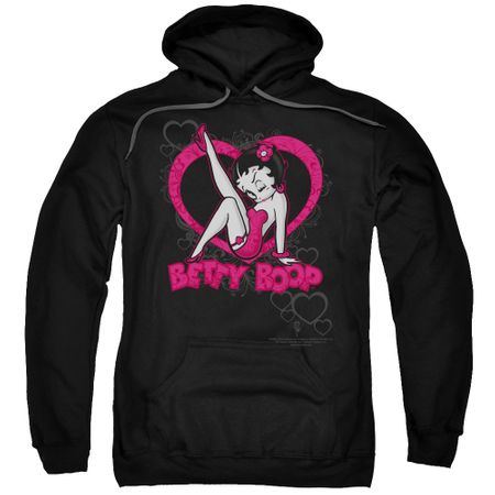 Betty Boop Hoodie Scrolling Hearts Black Sweatshirt Hoody