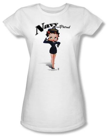 Betty Boop Juniors Navy Boop White Tee