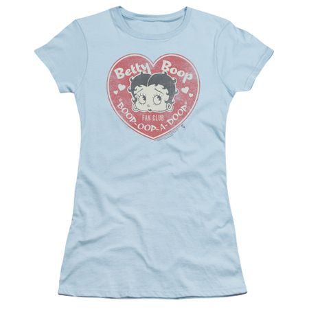 Betty Boop Juniors Shirt Fan Club Heart Light Blue T-Shirt