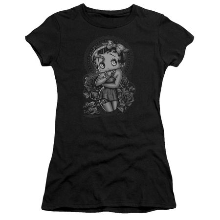Betty Boop Juniors Shirt Fashion Roses Black T-Shirt