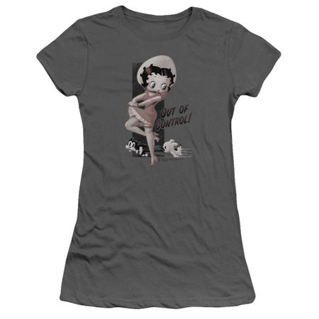 Betty Boop Juniors Shirt Out Of Control Charcoal T-Shirt