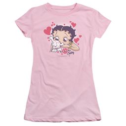 Betty Boop Juniors Shirt Puppy Love Pink T-Shirt