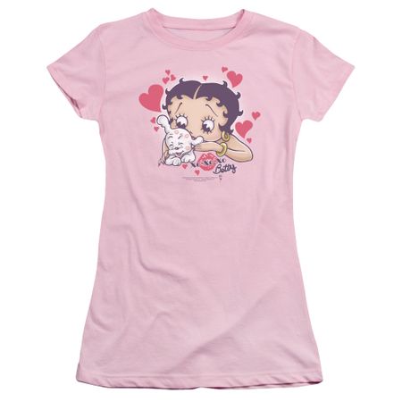 Betty Boop Juniors Shirt Puppy Love Pink T-Shirt