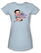 Betty Boop Juniors T-shirt All American Girl Light Blue Tee