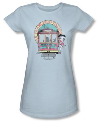 Betty Boop Juniors T-shirt Betty's Trolley Light Blue Tee