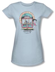 Betty Boop Juniors T-shirt Betty's Trolley Light Blue Tee