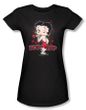 Betty Boop Juniors T-shirt Classic Kiss Black Tee