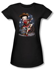 Betty Boop Juniors T-shirt Country Star Black Tee