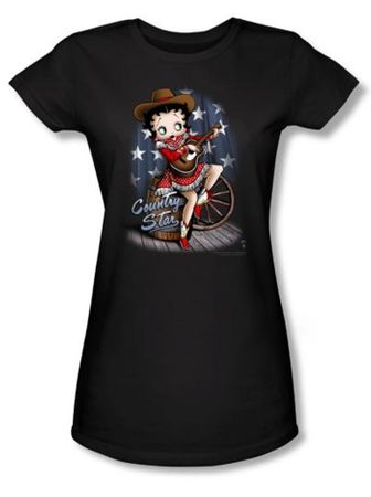 Betty Boop Juniors T-shirt Country Star Black Tee