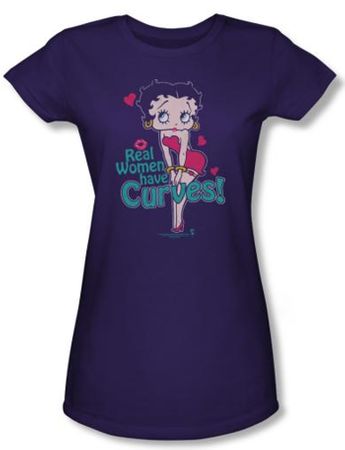 Betty Boop Juniors T-shirt Curves Purple Tee