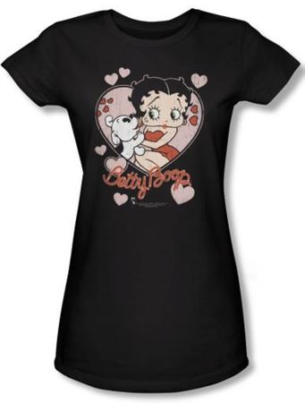 Betty Boop Juniors T-shirt Kiss Black Tee