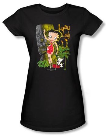 Betty Boop Juniors T-shirt Luau Lady Black Tee
