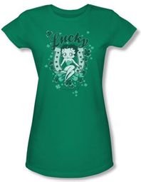 Betty Boop Juniors T-shirt Lucky Boop Kelly Green Tee
