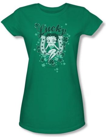 Betty Boop Juniors T-shirt Lucky Boop Kelly Green Tee