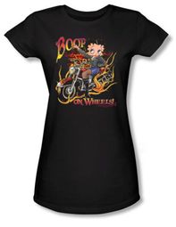 Betty Boop Juniors T-shirt On Wheels Black Tee