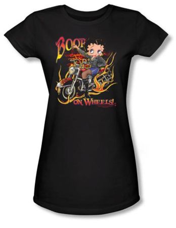 Betty Boop Juniors T-shirt On Wheels Black Tee