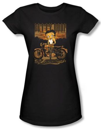 Betty Boop Juniors T-shirt Rebel Rider Black Tee