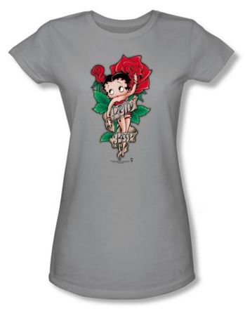 Betty Boop Juniors T-shirt Tattoo Silver Tee