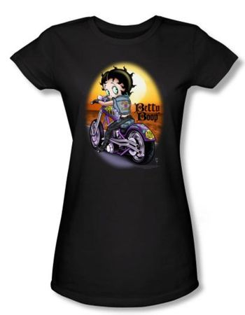 Betty Boop Juniors T-shirt Wild Biker Black Tee