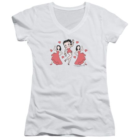Betty Boop Juniors V Neck Shirt BB Dance White T-Shirt