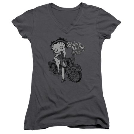 Betty Boop Juniors V Neck Shirt BBMC Charcoal T-Shirt