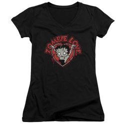Betty Boop Juniors V Neck Shirt Heart You Forever Black T-Shirt Betty Boop Juniors V Neck Shirt Heart You Forever Black T-Shirt
