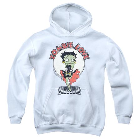 Betty Boop Kids Hoodie Breezy Zombie Love White Youth Hoody