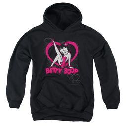 Betty Boop Kids Hoodie Scrolling Hearts Black Youth Hoody Betty Boop Kids Hoodie Scrolling Hearts Black Youth Hoody