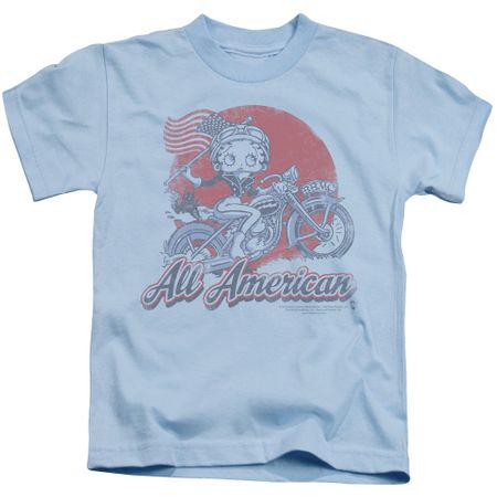 Betty Boop Kids Shirt All American Biker Light Blue T-Shirt