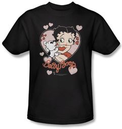 Betty Boop Kids Shirt Classic Kiss Youth Black T-shirt