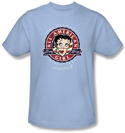 Betty Boop Kids T-shirt All American Girl Youth Light Blue Tee Shirt