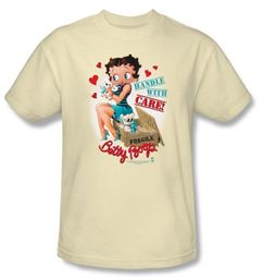 Betty Boop Kids T-shirt Handle With Care Youth Cream Tee Shirt