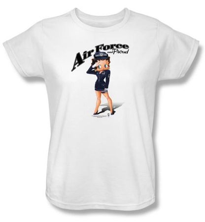 Betty Boop Ladies T-shirt Air Force Boop White Tee Shirt