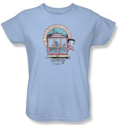 Betty Boop Ladies T-shirt Betty's Trolley Light Blue Tee Shirt