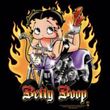 Betty Boop Ladies T-shirt Biker Flames Boop Black Tee Shirt